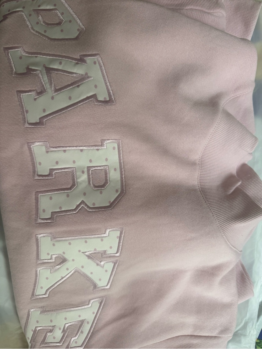 Parke Polka Dot Letter Varsity Mockneck in Sprinkle. Size S/M - Picture 2 of 2